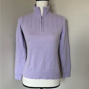 Izod Lilac Cowl Neck Quarter Zip Women's Sweater